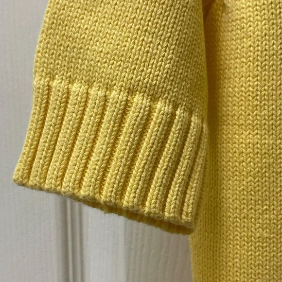 Lauren Ralph Lauren Turtleneck Sweater Women's M Yellow Ribbed Cotton Logo - Picture 3 of 13